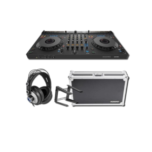 Alpha Theta DDJ-GRV6 4-Channel DJ Controller with Magma MGA41037 Workstation Case, Laptop Stand and StreamEye Cans50 Studio Headphones